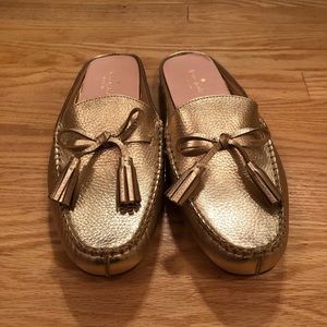 Kate Spade Metallic Gold Slip-on Loafers